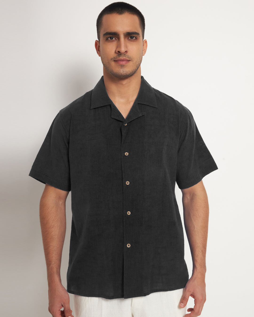 Classic Black Men's Half Sleeves Shirt