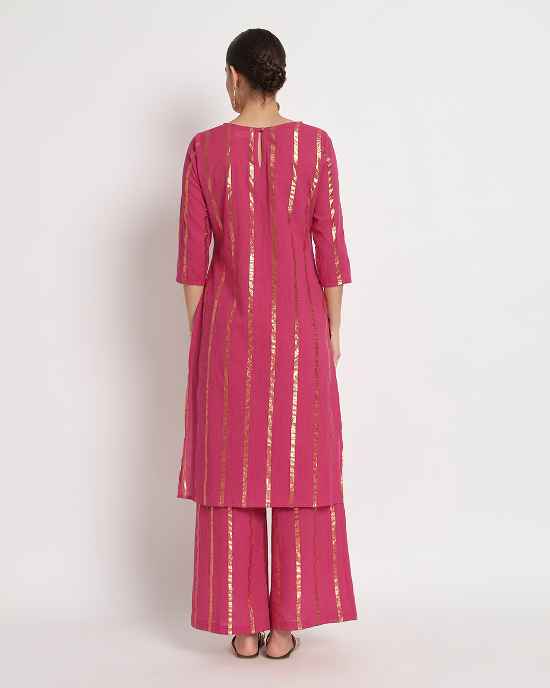 Queen's Gulabi Glisten Round Neck Gala Co-ord Set