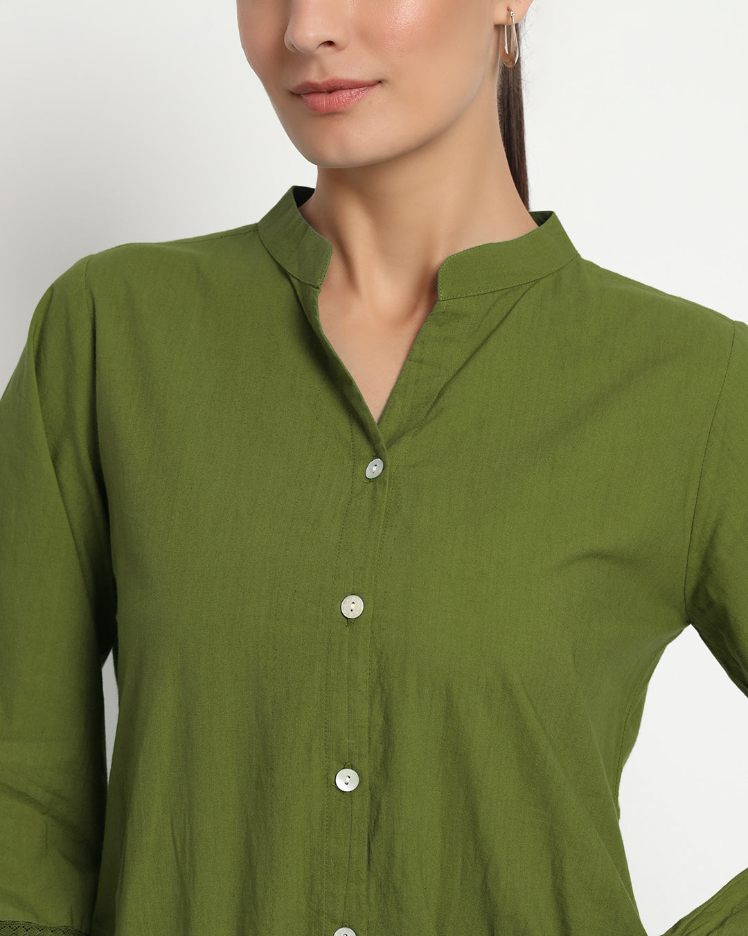 Greening Spring Modish Elegance Notch Neck Solid Co-ord Set