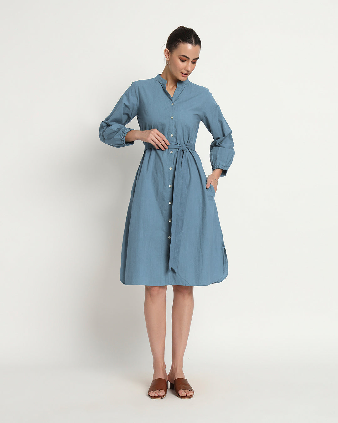 Blue Dawn Modish Elegance Notch Neck Dress