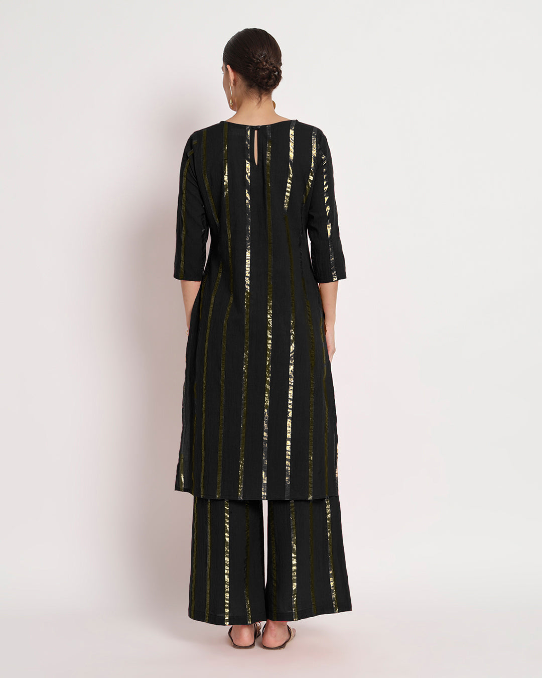 Classic Black Glisten Round Neck Gala Co-ord Set