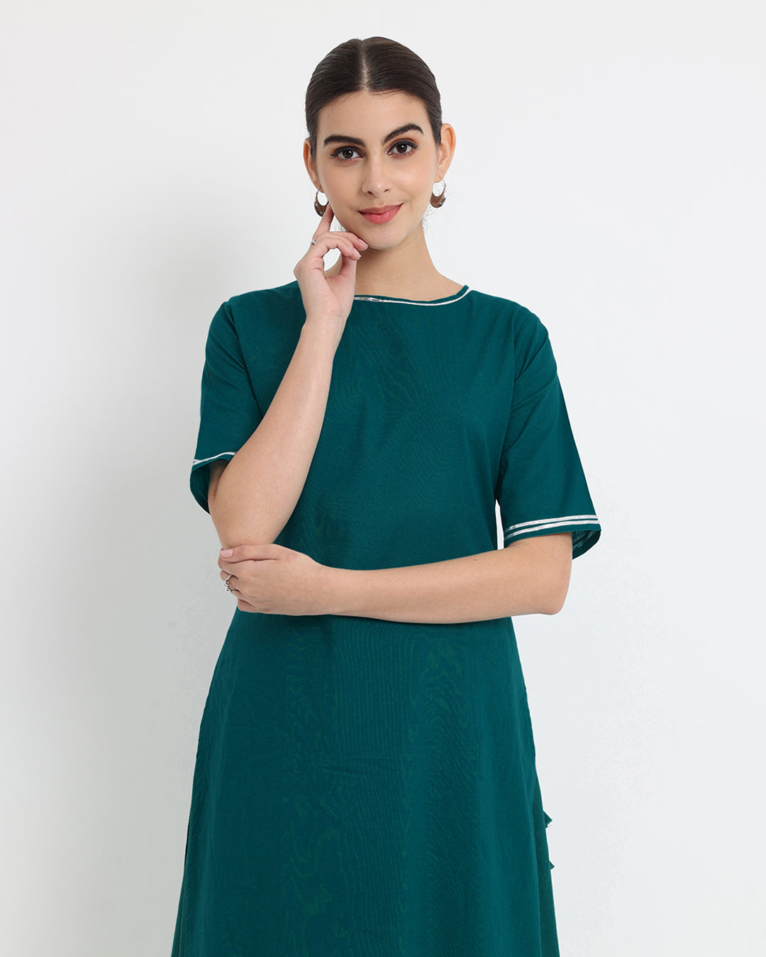 Deep Teal Tiered Lace Skirt Kurta Co-ord Set