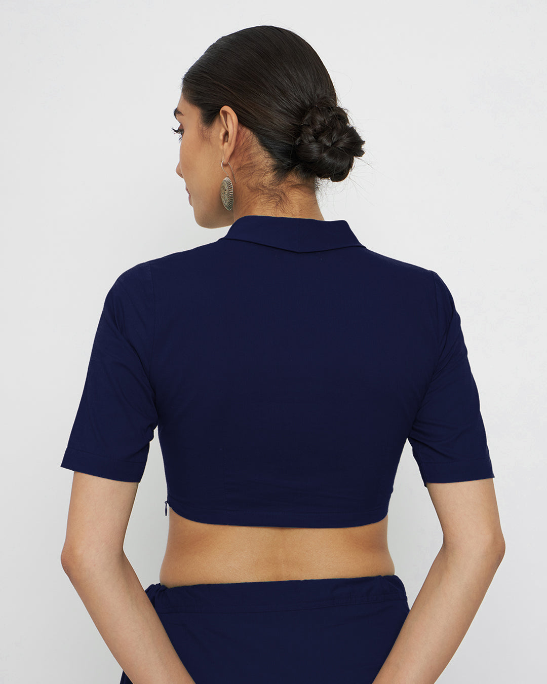 Combo: Classic Black & Midnight Blue Wrap Fusion Blouse- Set of 2