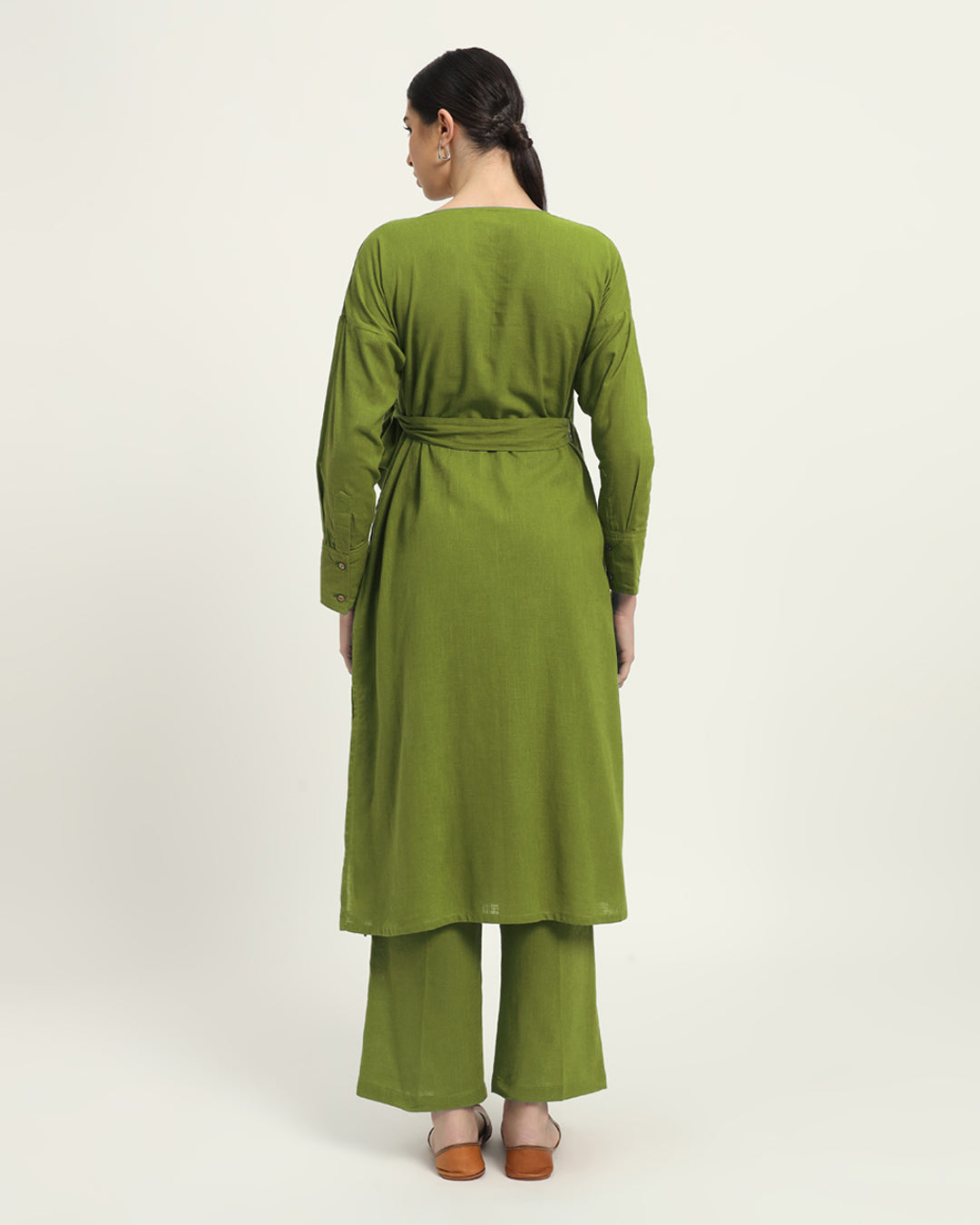 Combo: Beige & Sage Green Boho Harmony Flared Solid Kurta