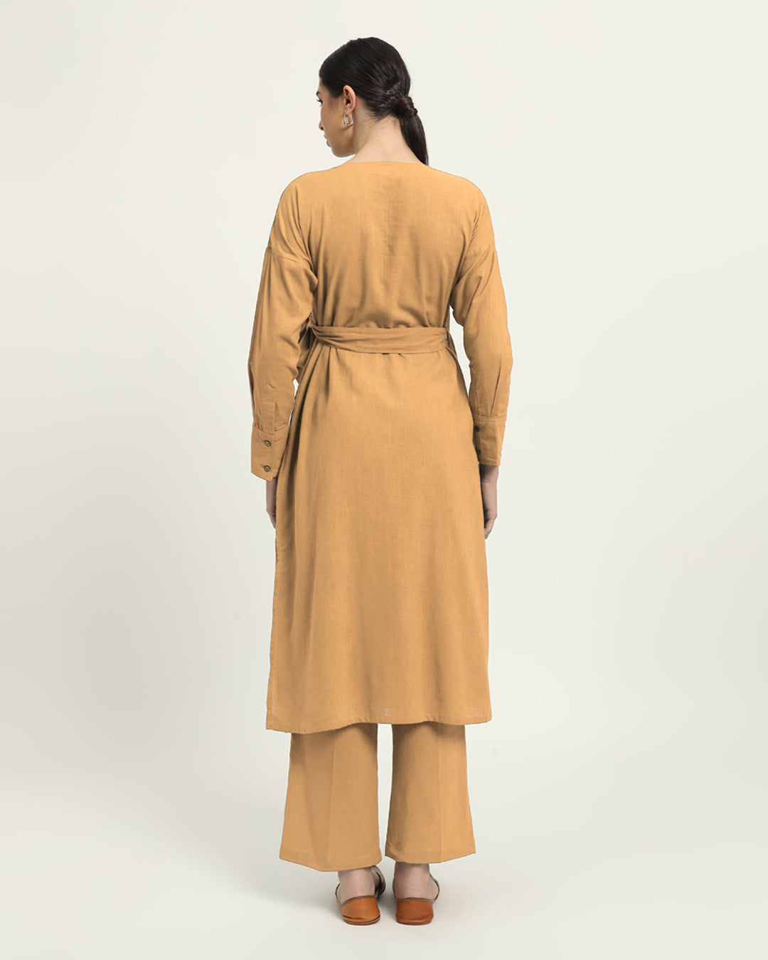 Combo: Beige & Sage Green Boho Harmony Flared Solid Kurta