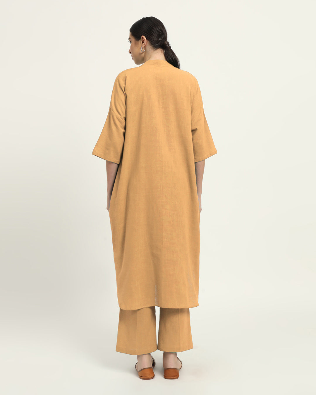 Combo: Black & Beige Serene Sojourn V Neck Solid Kurta