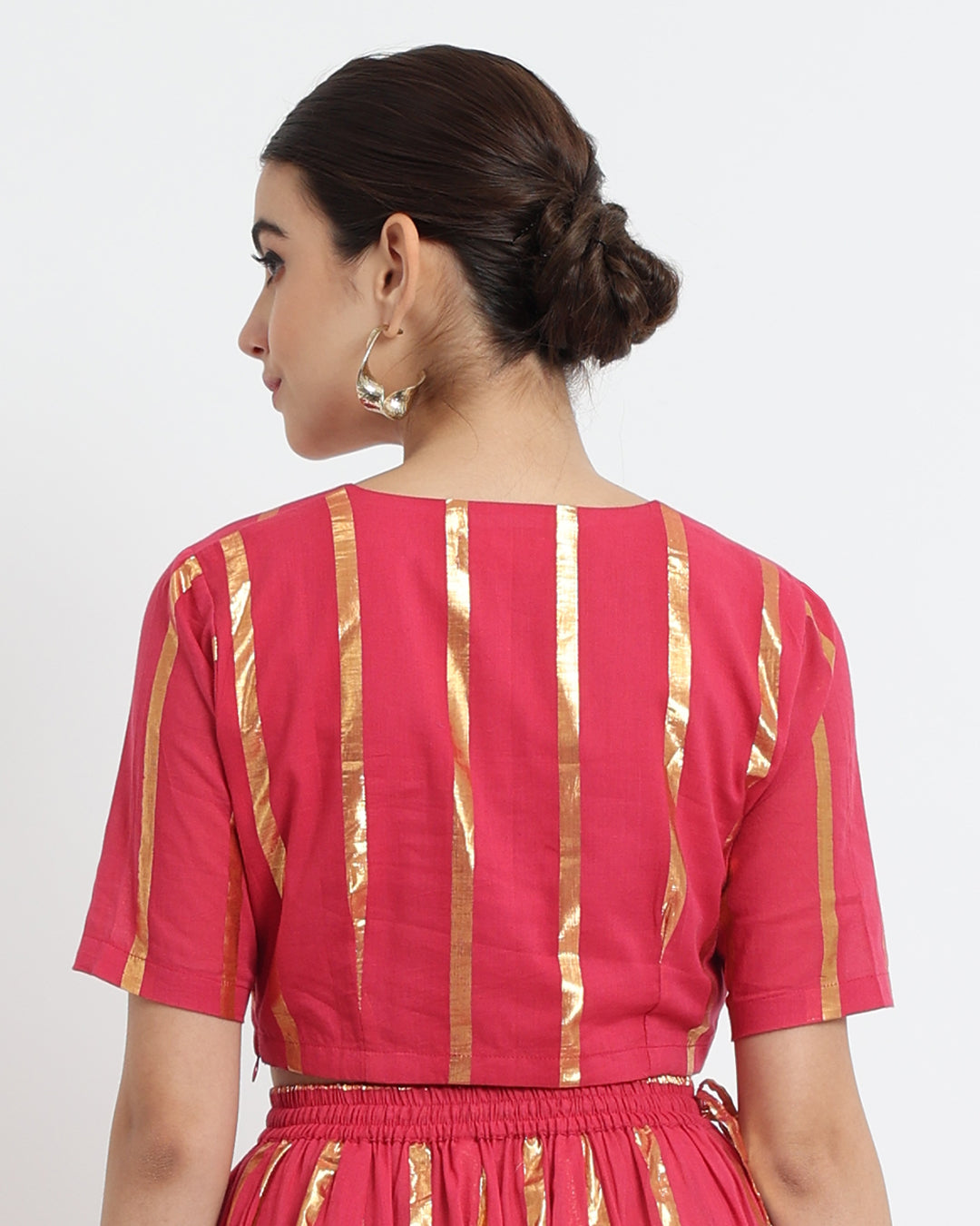 Queen's Gulabi Glisten Gala Deep V Blouse