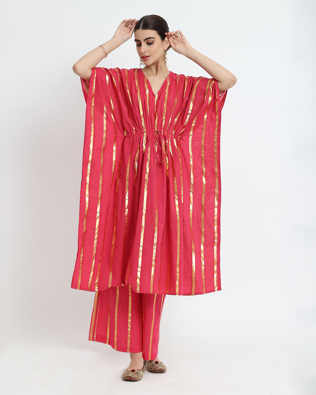 Queen's Gulabi Pintuck Kaftan Glisten Gala Co-ord Set
