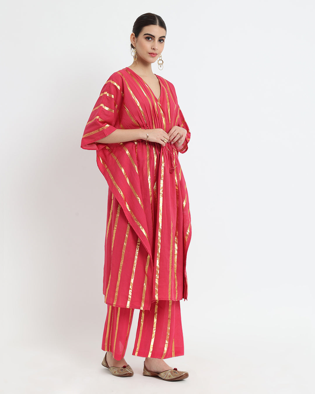 Queen's Gulabi Pintuck Kaftan Glisten Gala Co-ord Set