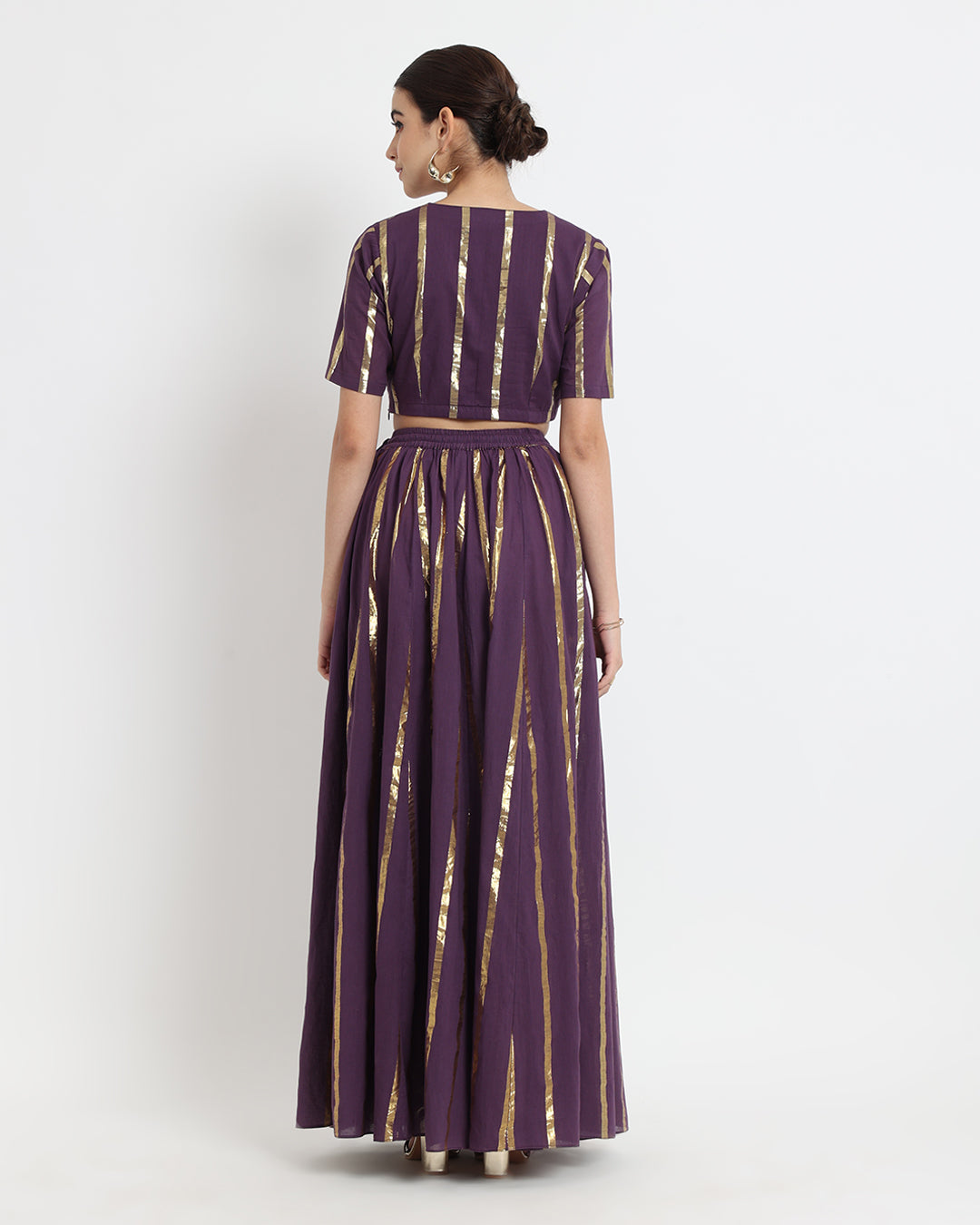 Plum Passion Ghagra Glitz Deep V Co-ord Set