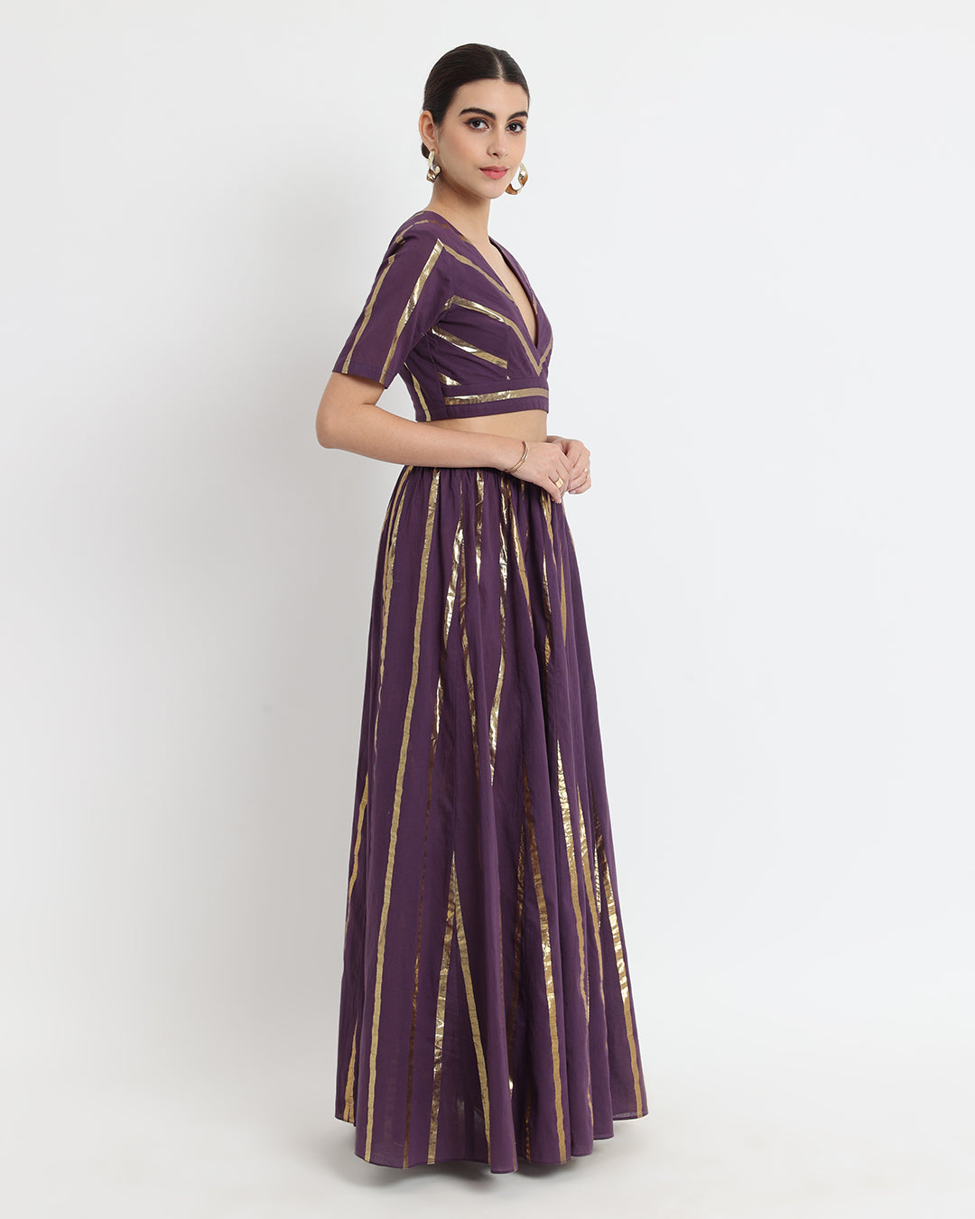 Plum Passion Ghagra Glitz Deep V Co-ord Set