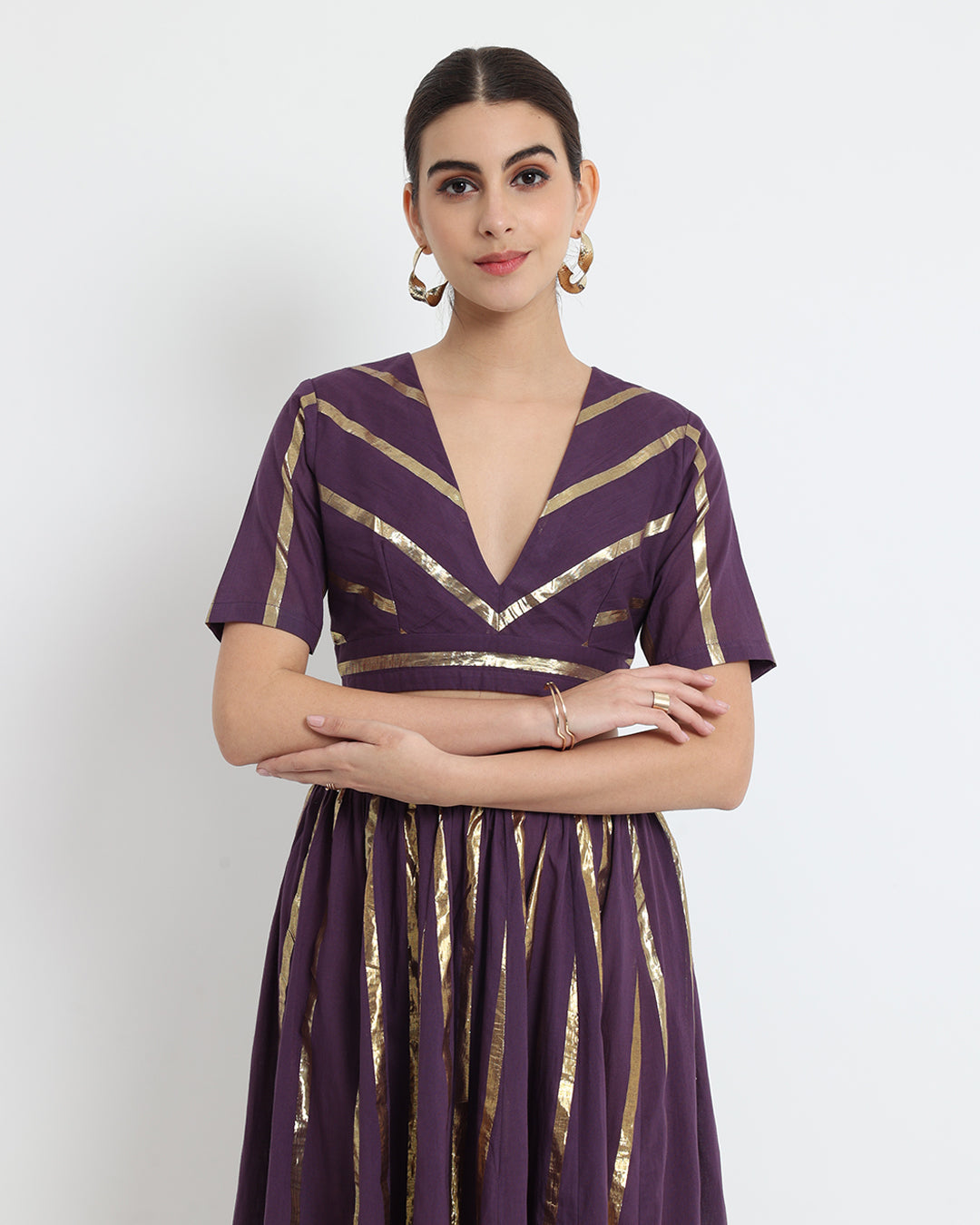 Plum Passion Ghagra Glitz Deep V Co-ord Set