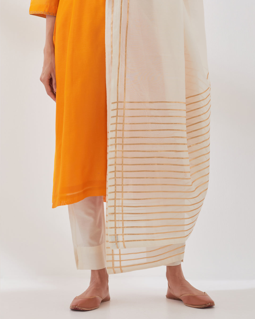 Festive Orange Radiance Chanderi Dupatta
