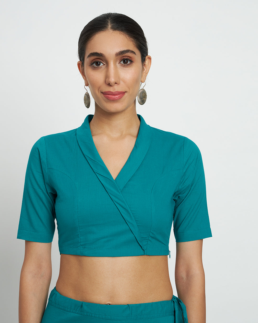 Green Gleam Wrap Fusion Saree & Blouse Co-ord Set