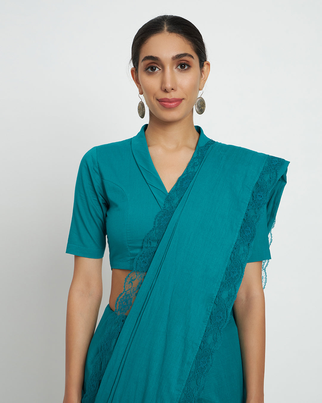Green Gleam Wrap Fusion Saree & Blouse Co-ord Set