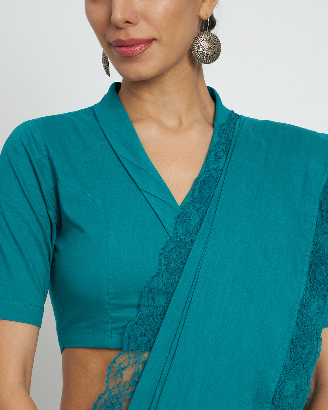 Green Gleam Wrap Fusion Saree & Blouse Co-ord Set