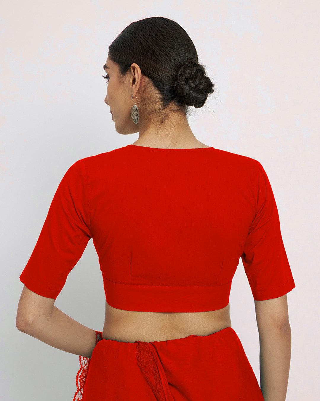 Red Rayon Graceful Pleat Blouse