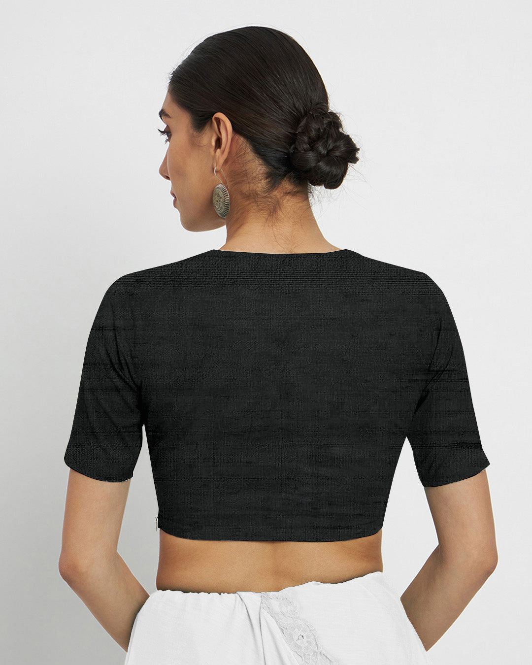 Thevasa Women's Black Art Silk Divine Depth Blouse