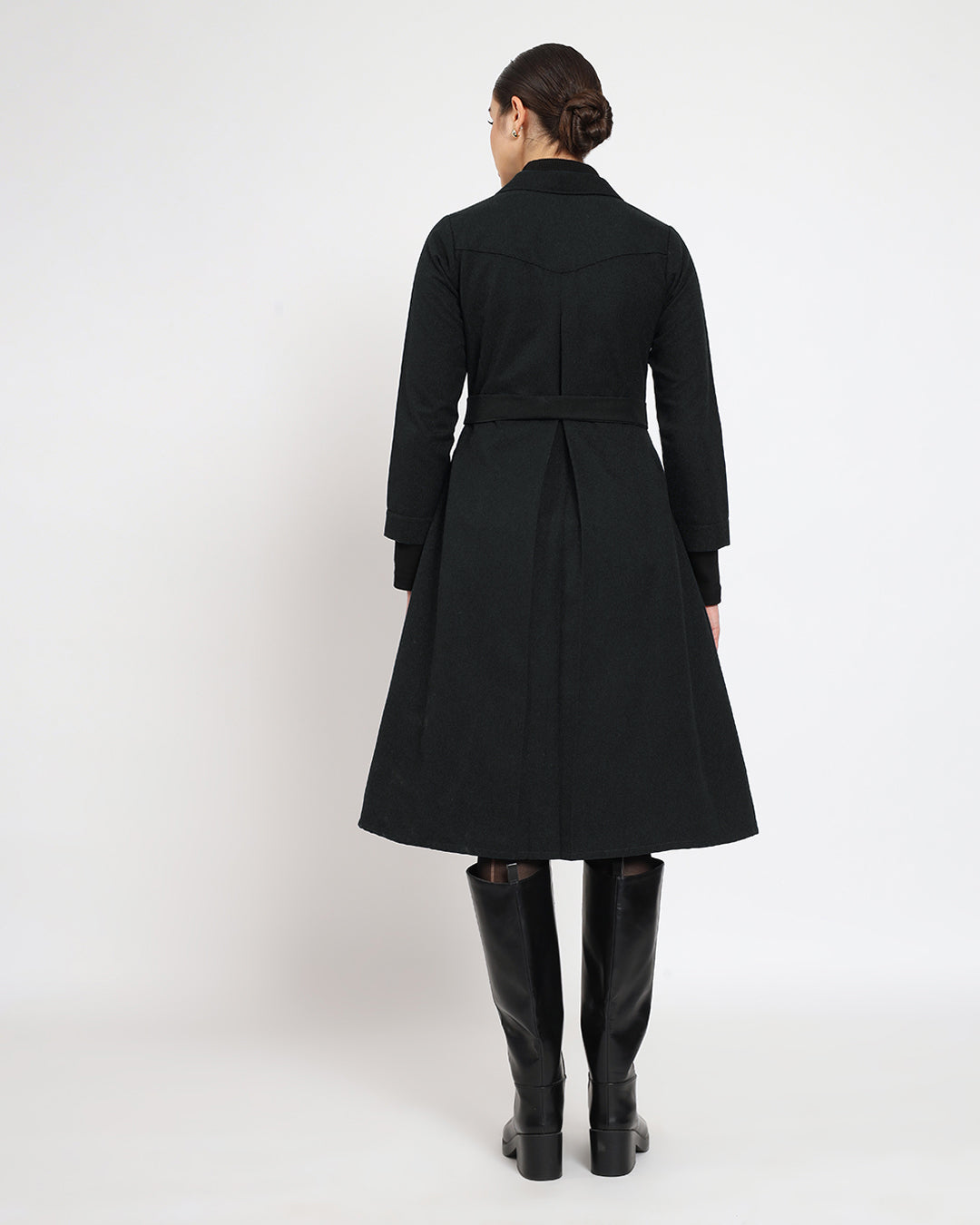 Black Artfull A-Line Woolen Dress