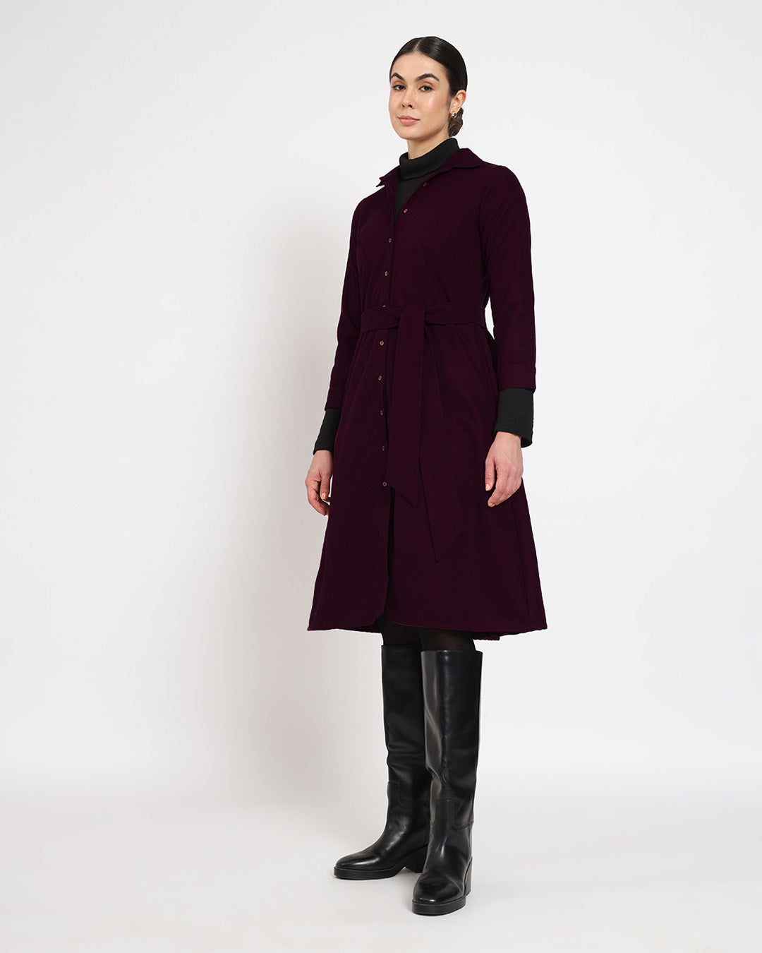Plum Passion Artfull A-Line Woolen Dress