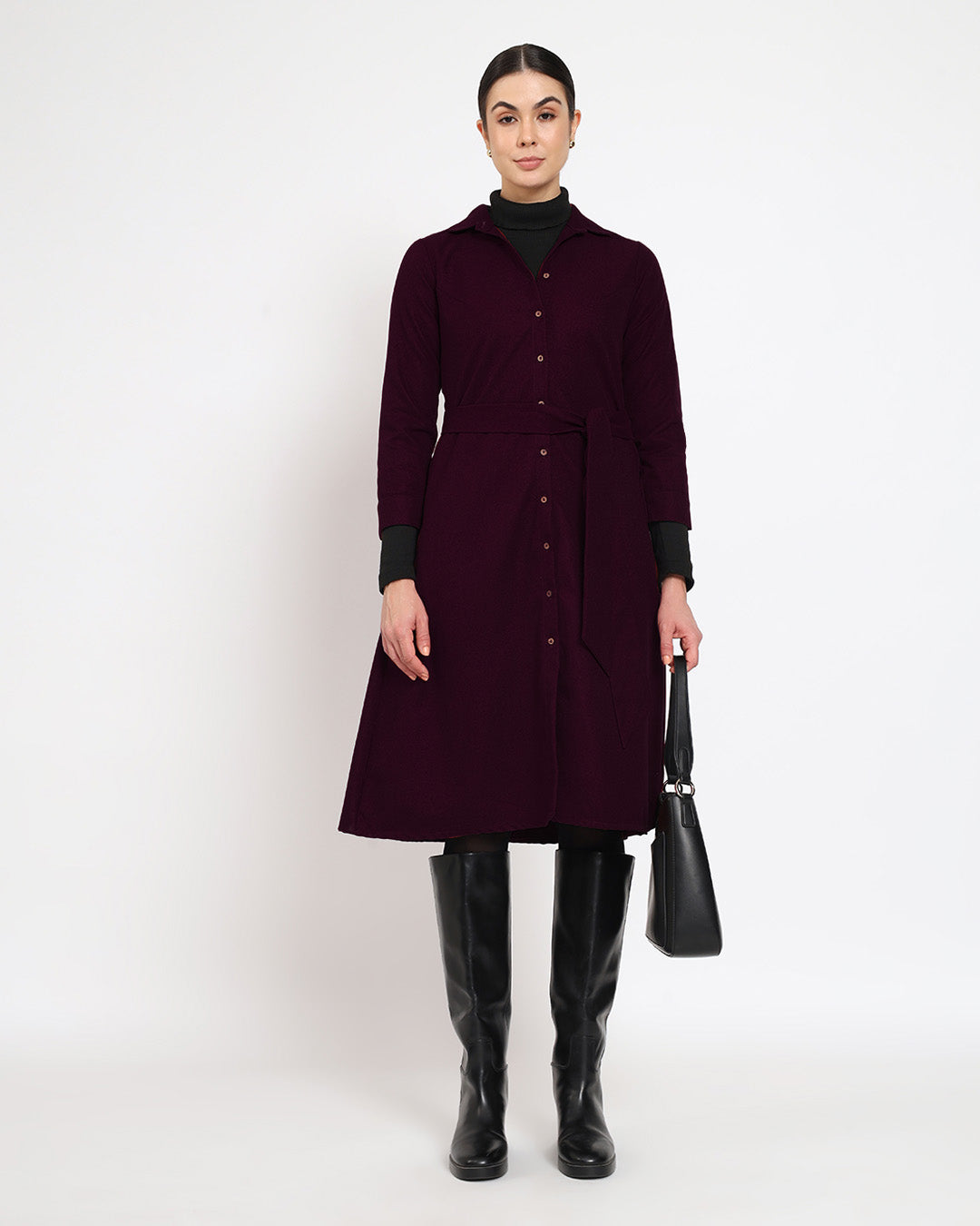 Plum Passion Artfull A-Line Woolen Dress