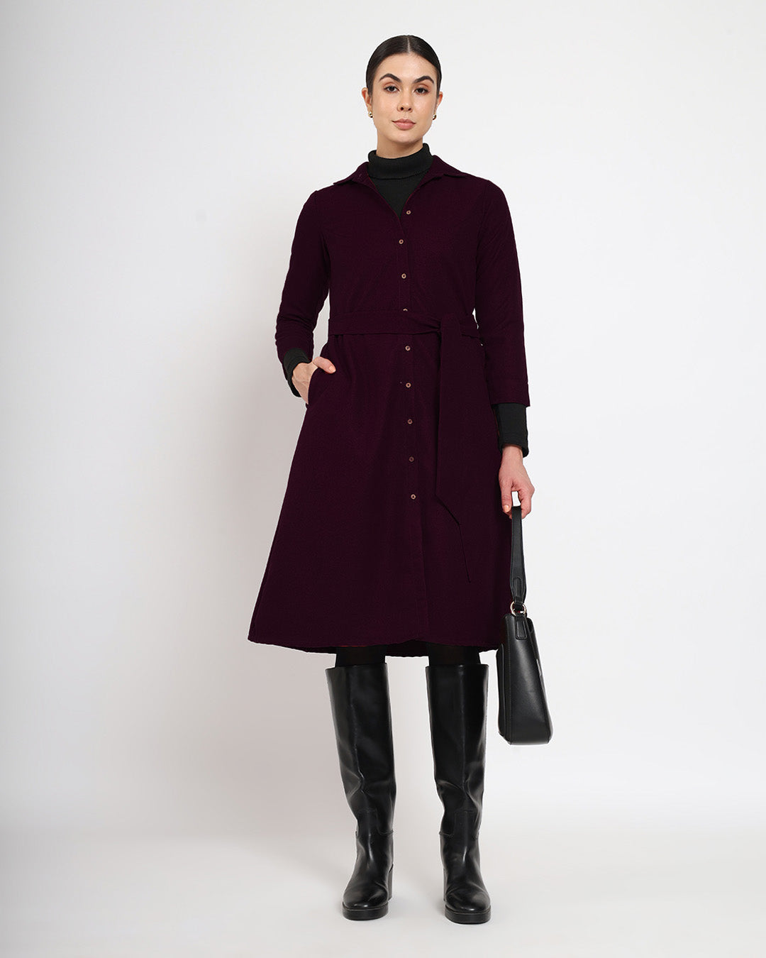 Plum Passion Artfull A-Line Woolen Dress