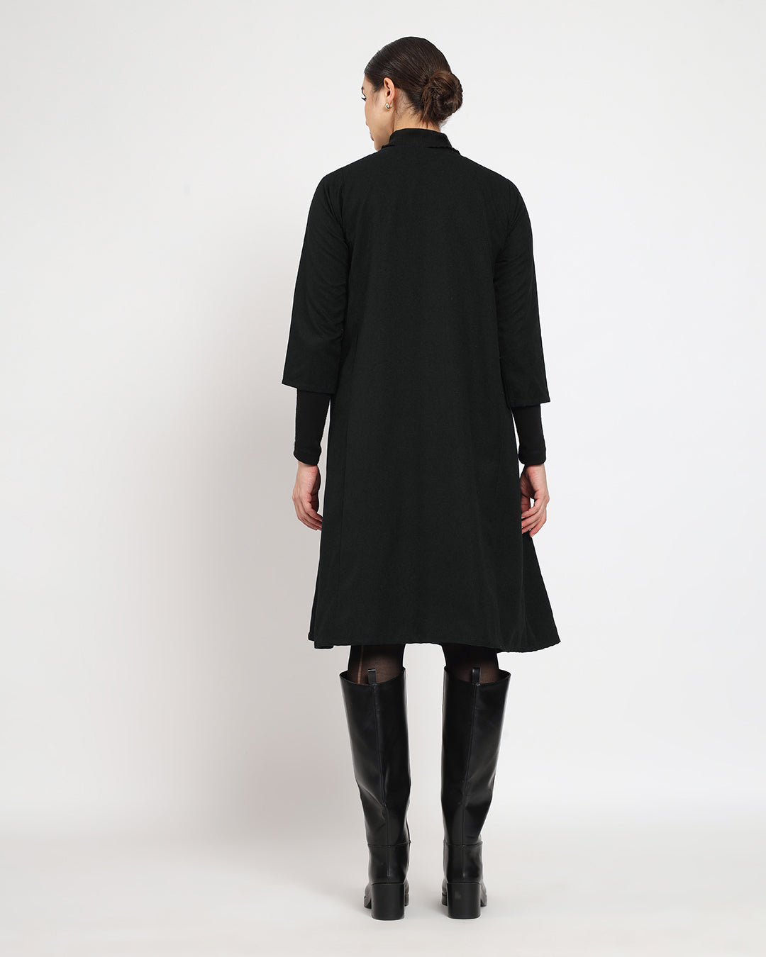 Black Vintage Allure Woolen Phiran Dress