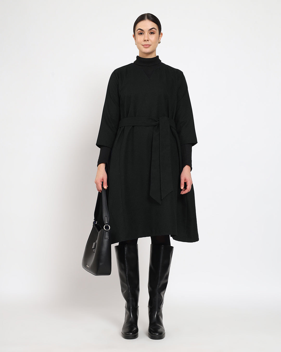 Black Vintage Allure Woolen Phiran Dress