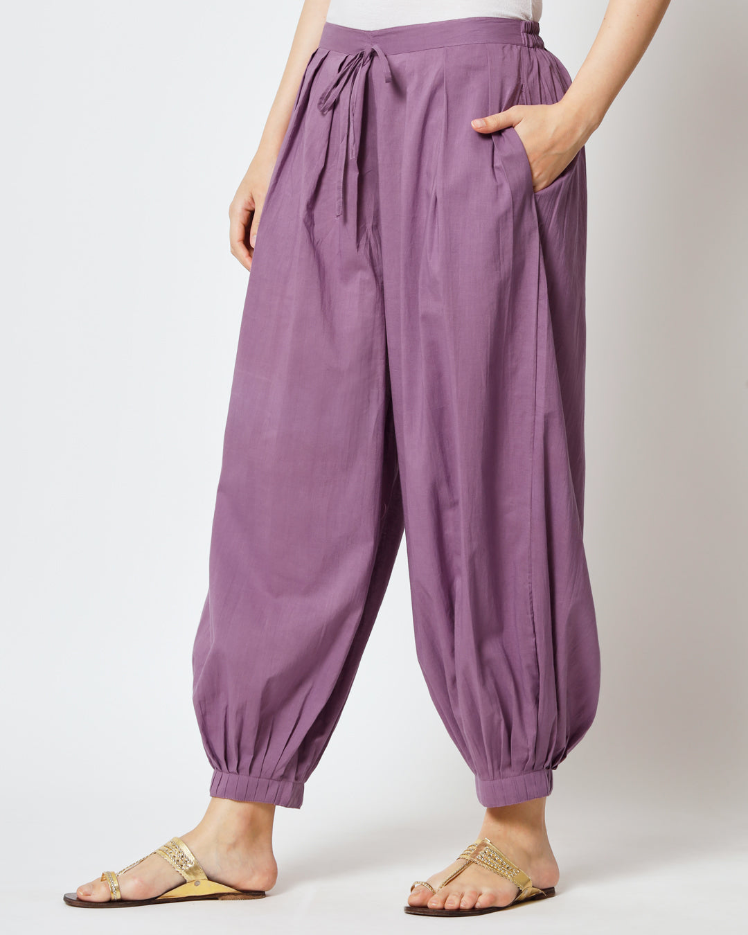 Combo: Midnight Blue & Wisteria Purple Pleated Salwar- Set of 2
