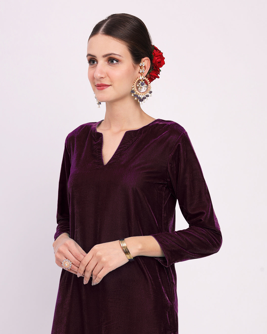 Plum Passion Classic Allure Velvet Co-ord Set
