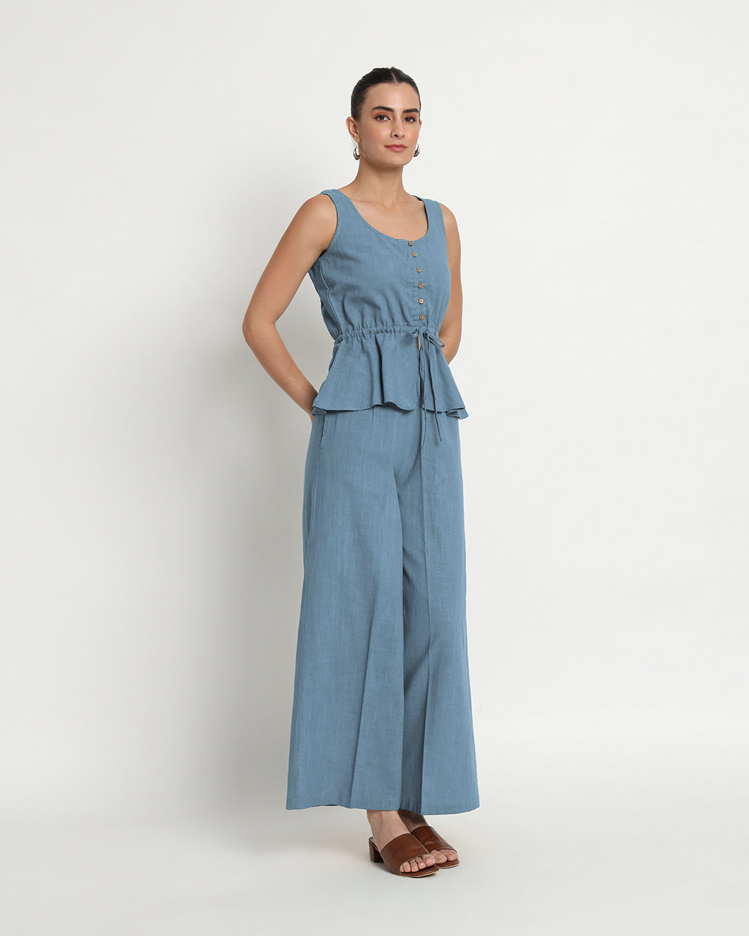 Blue Dawn Peplum Paradise Solid Co-ord Set