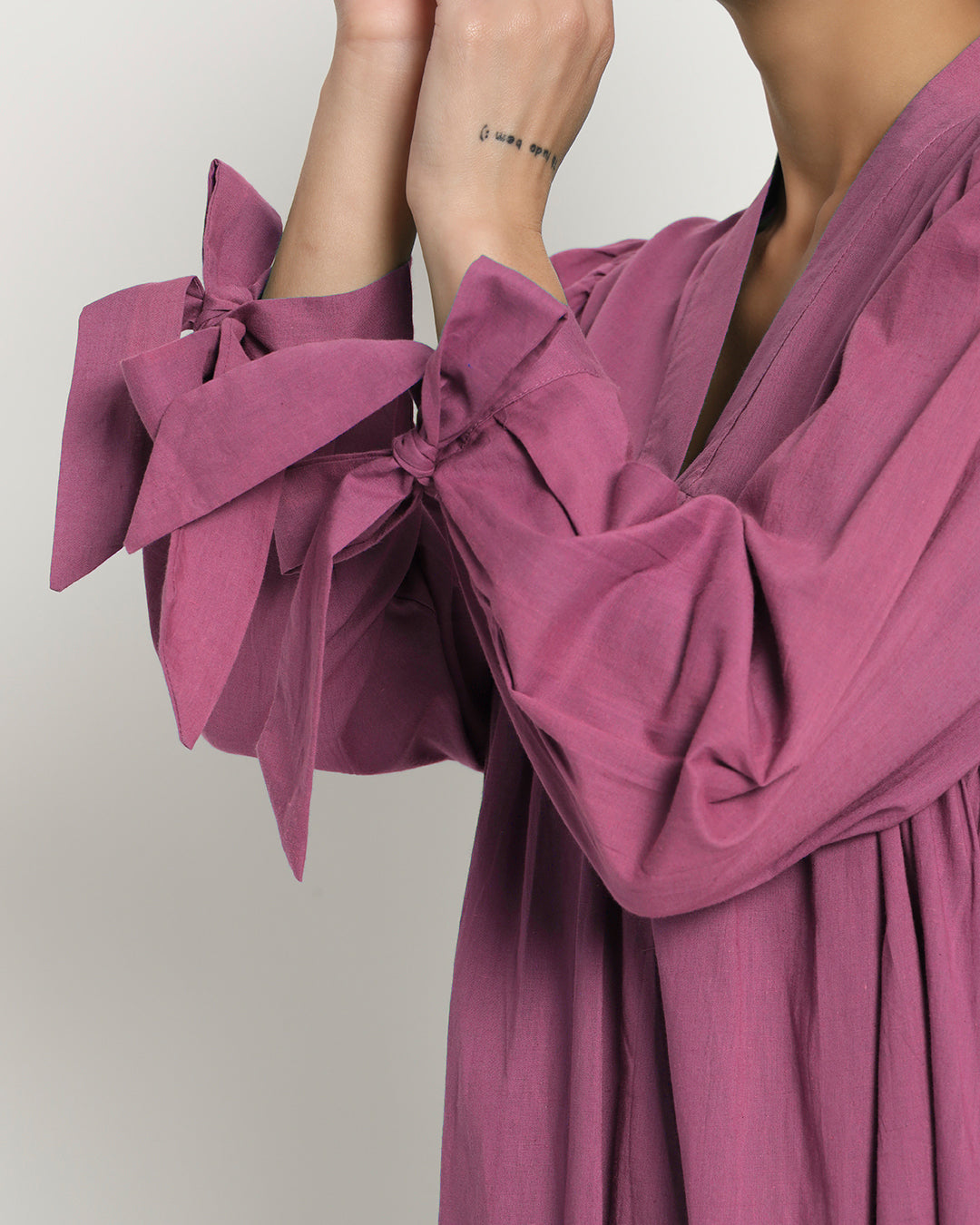 Wings Of Rose Bowtiful Gathering V Neck Dress