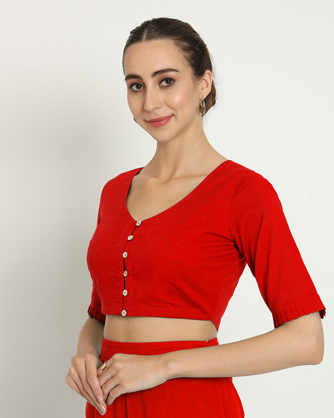 Red Classic Charm Slope Blouse