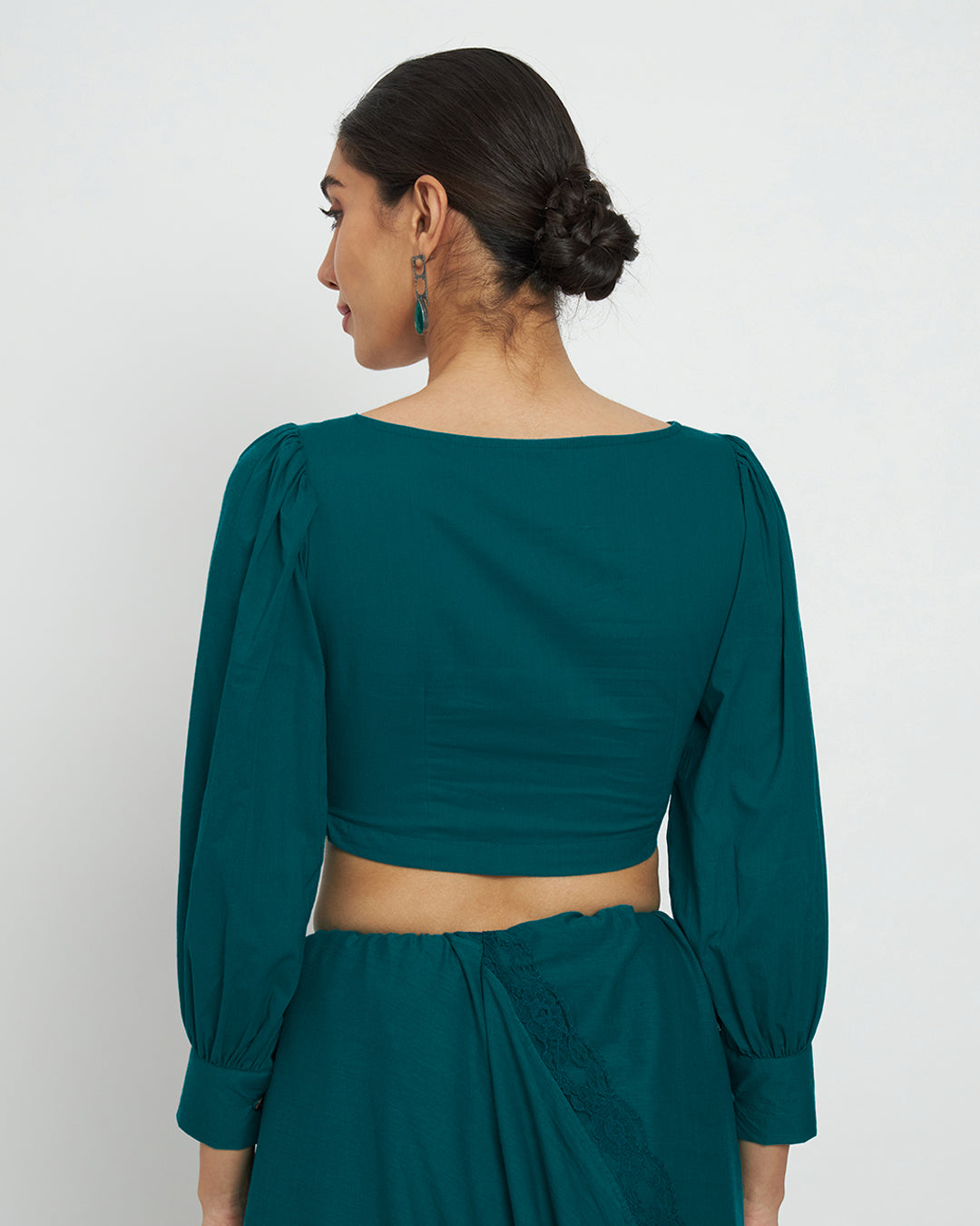 Combo: Black & Sage Green Squared Sleekness Blouse- Set of 2