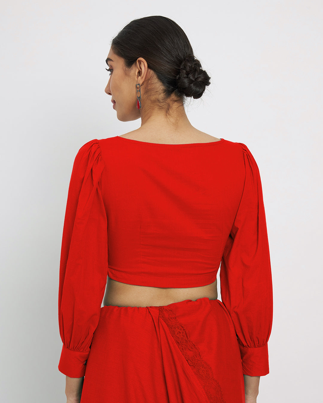 Combo: Classic Red & Sage Green Squared Sleekness Blouse- Set of 2