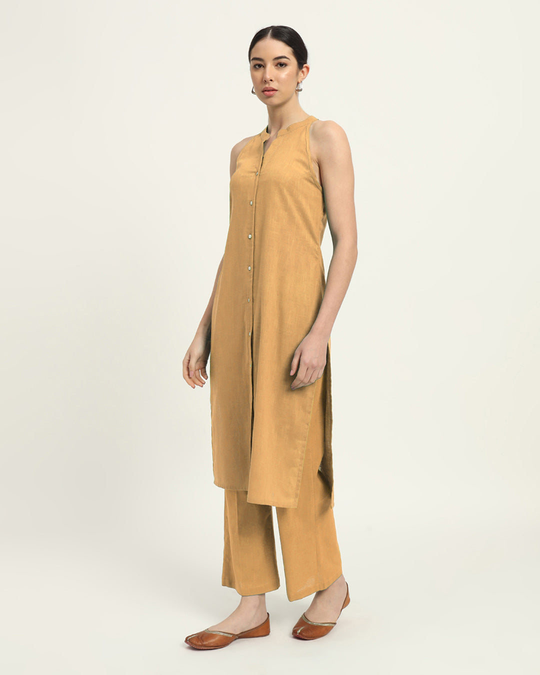Combo: Beige & Blue Dawn Mermaid Button Down Solid Kurta