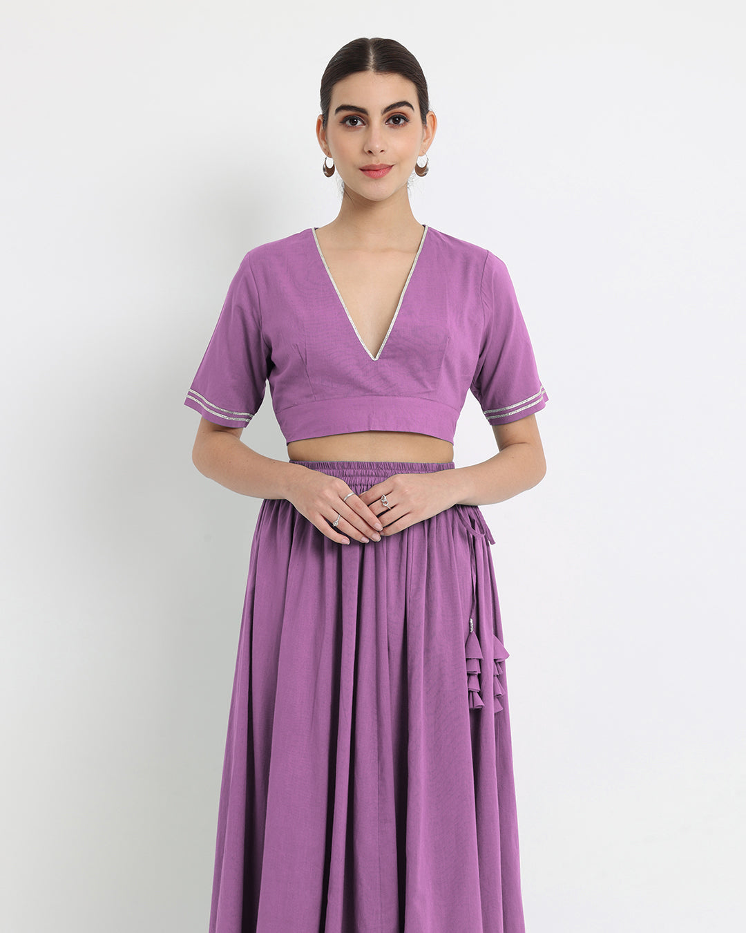 Wisteria Purple Circle Cut Deep V Co-ord Set