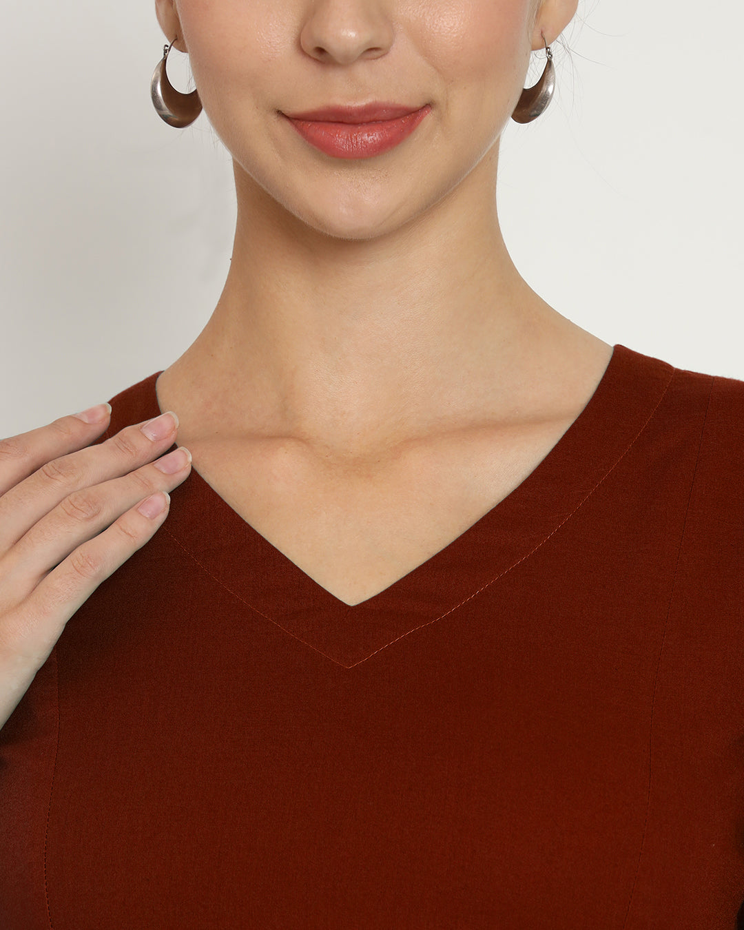 Russet Red Backstory V Neck Blouse