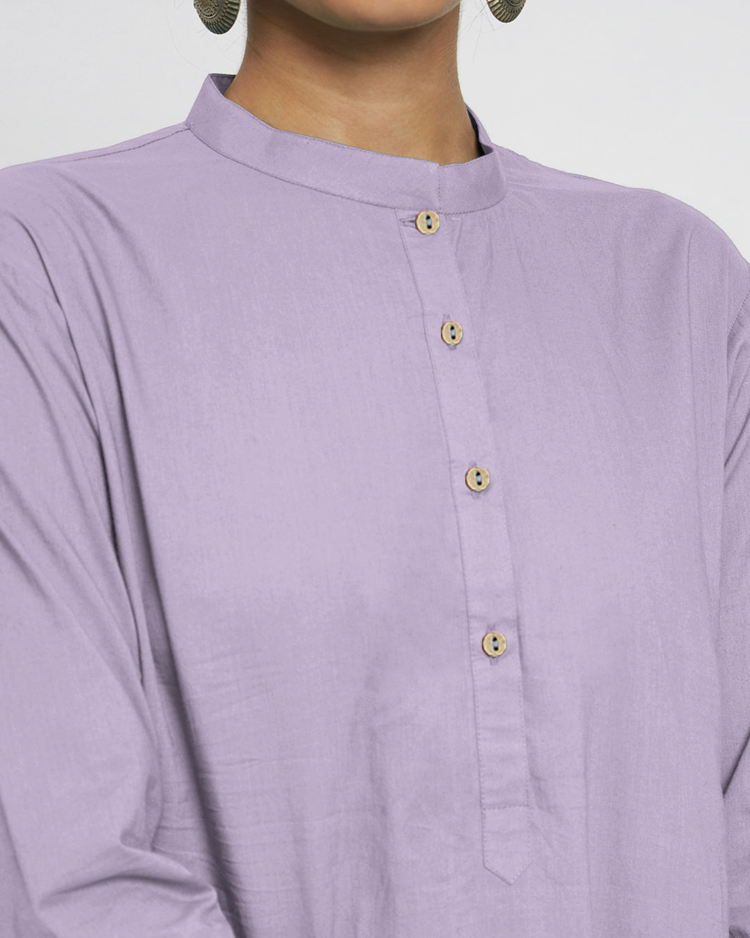 Lilac Modern Mandarin Collar Solid Co-ord Set