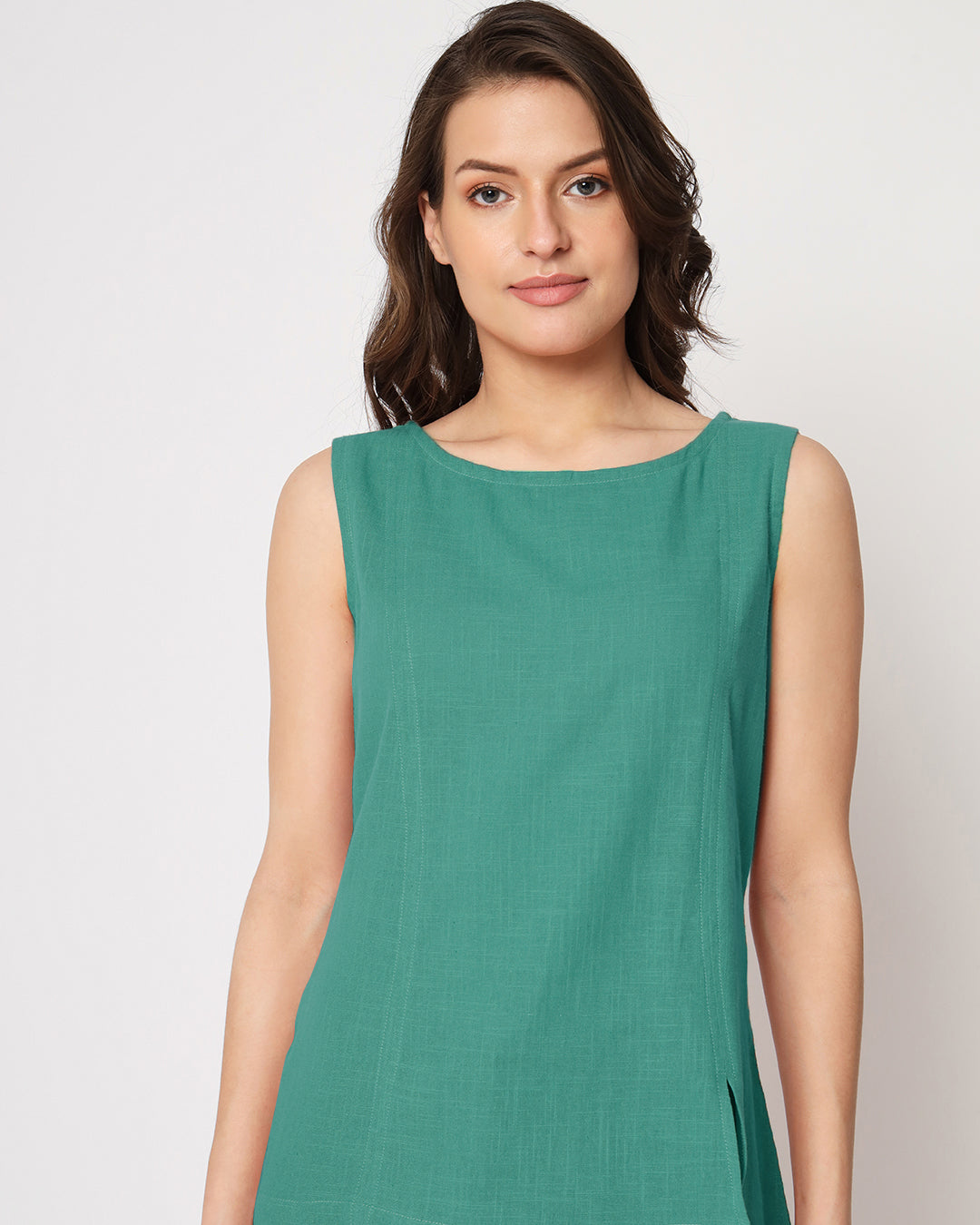 Valley Vista Sleeveless Short Length Solid Top (Without Bottoms)