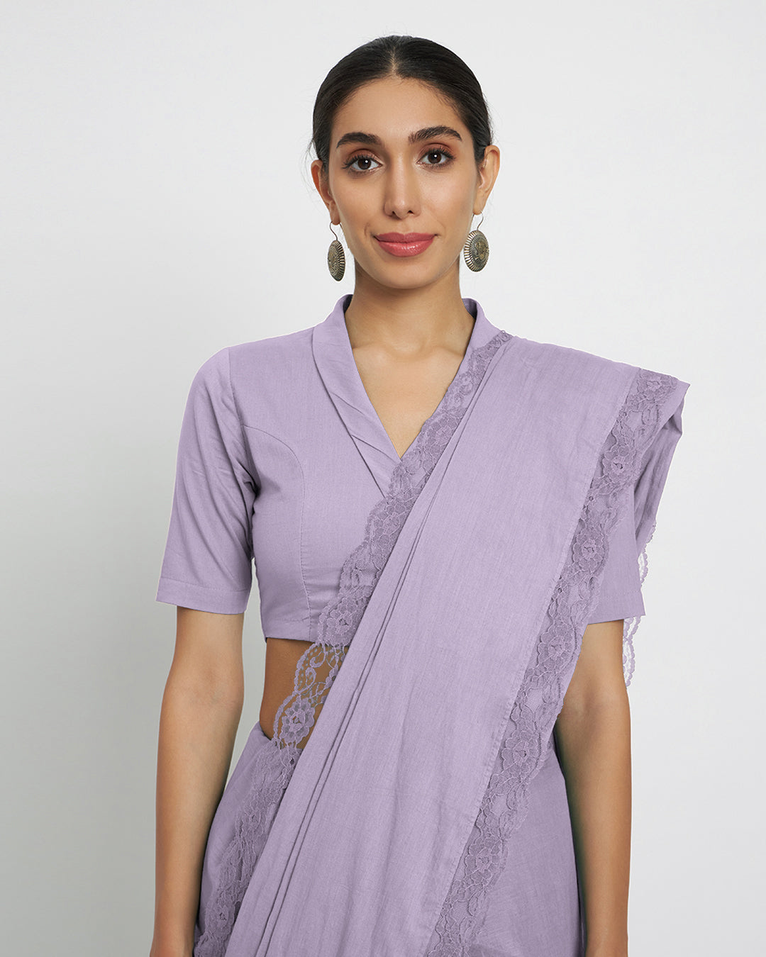 Lilac Lace Medley Cotton Saree