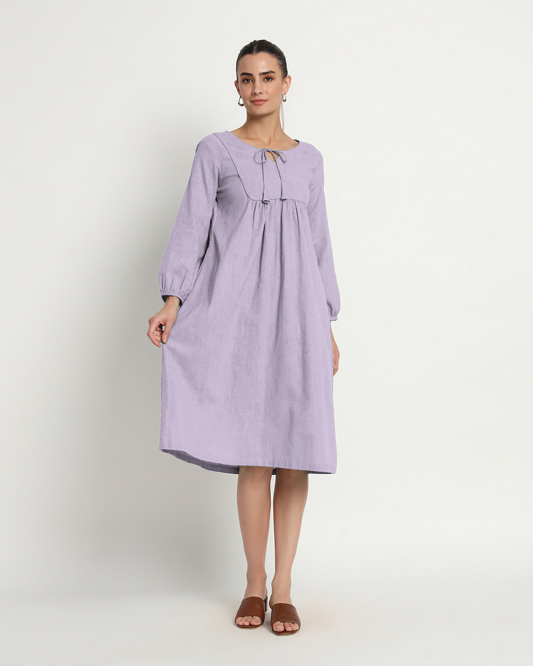 Lilac Playful Tie-Up Neck Dress