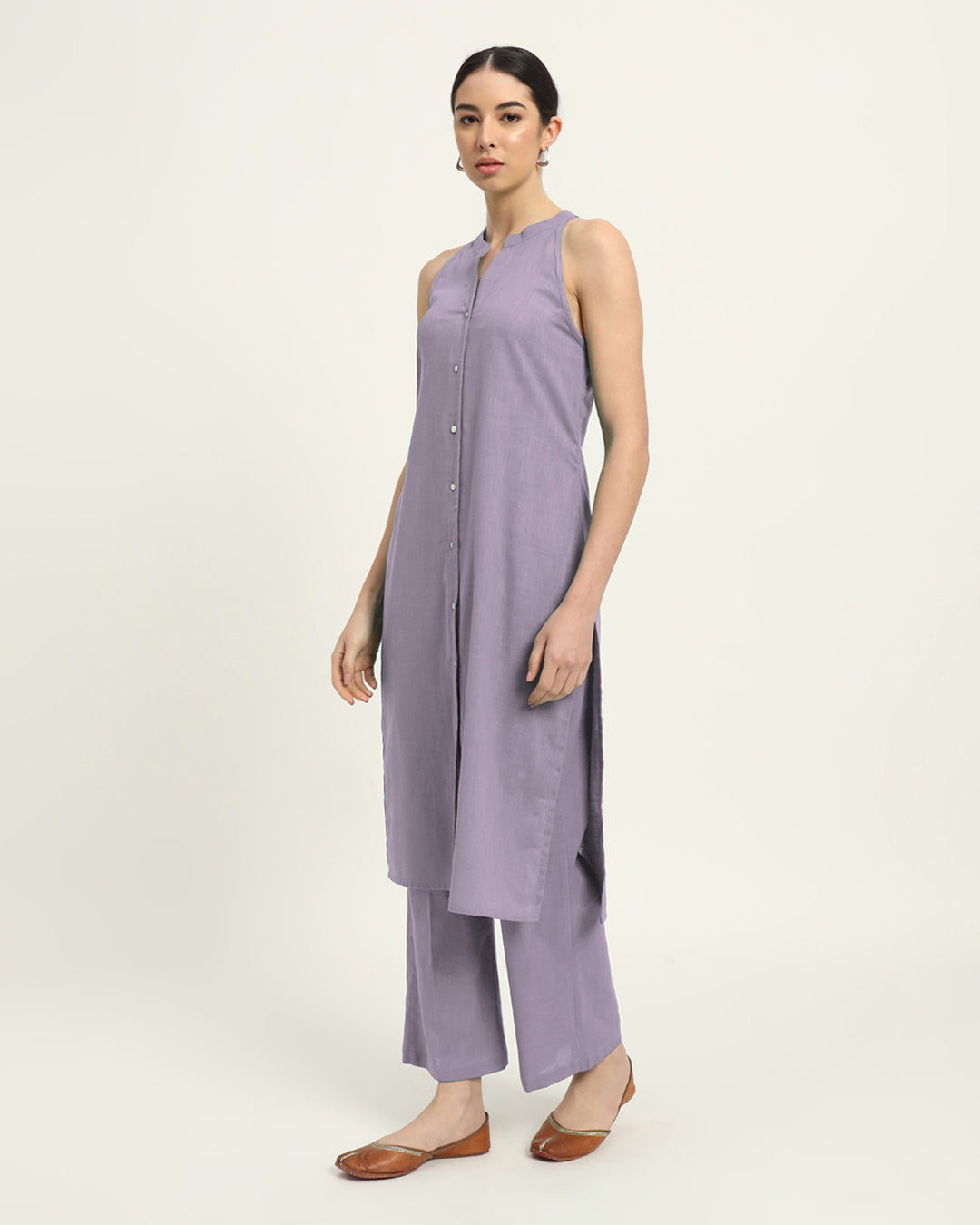 Lilac Mermaid Button Down Solid Co-ord Set