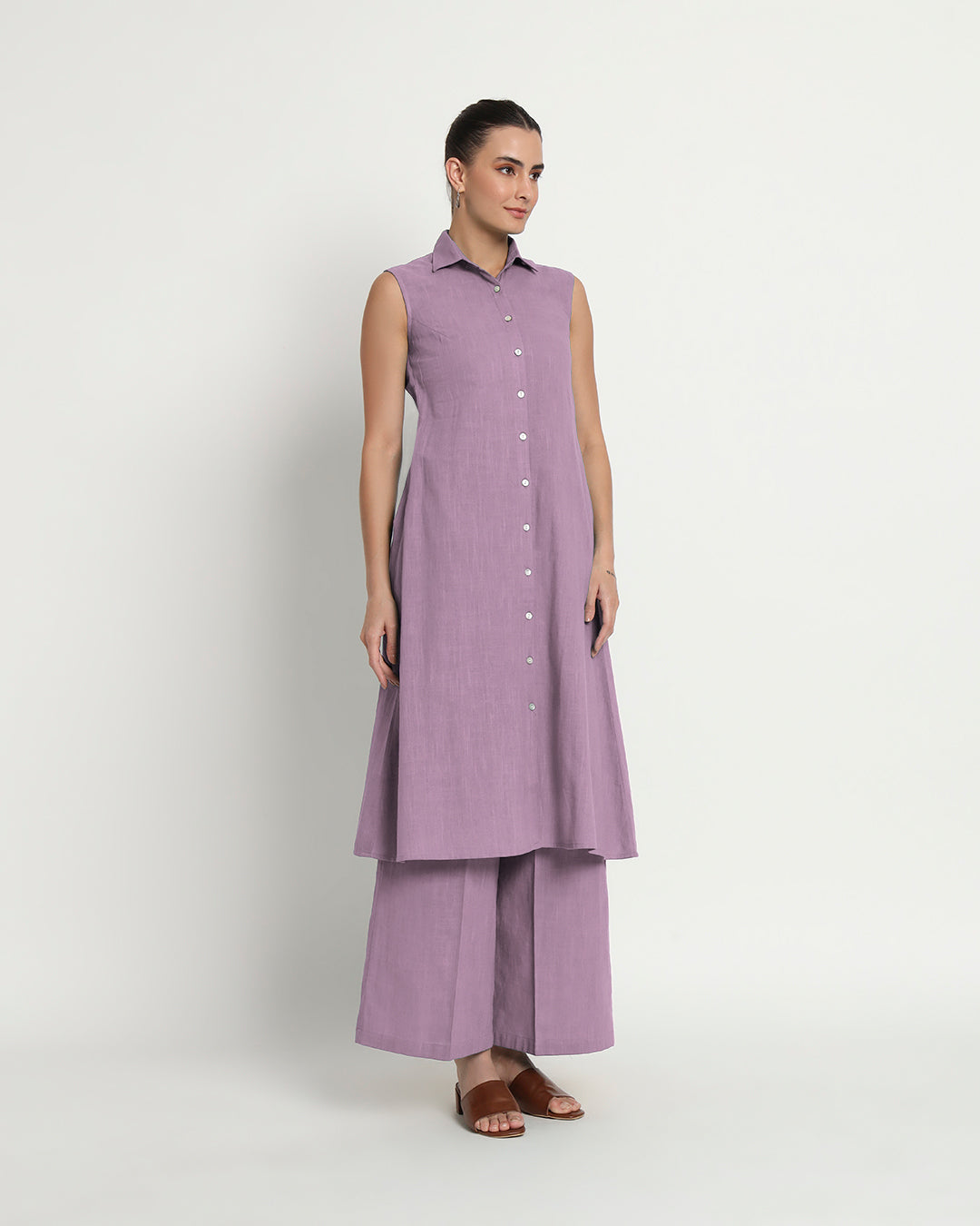Iris Pink Artful A-Line Solid Co-ord Set