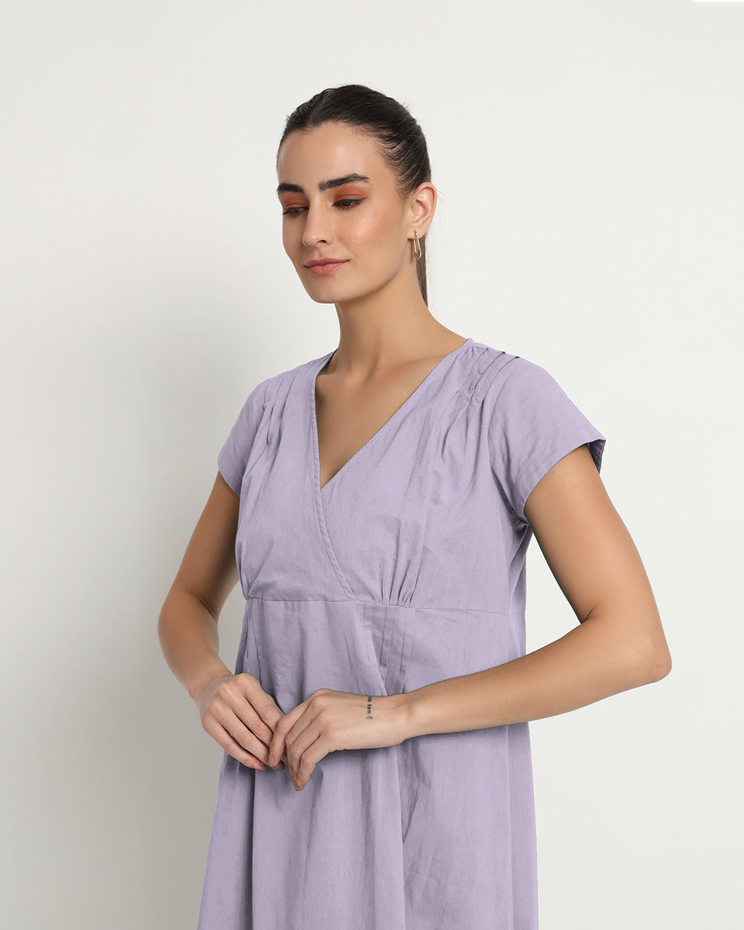 Lilac Voguish Verve V Neck Dress