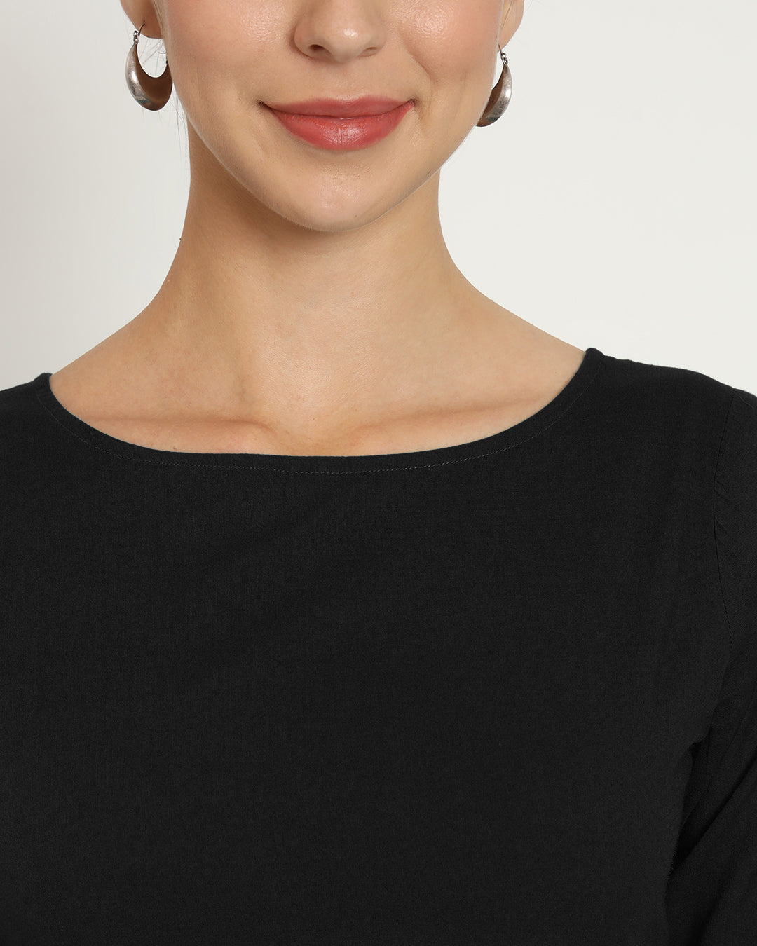 Classic Black Backstory Boat Neck Blouse
