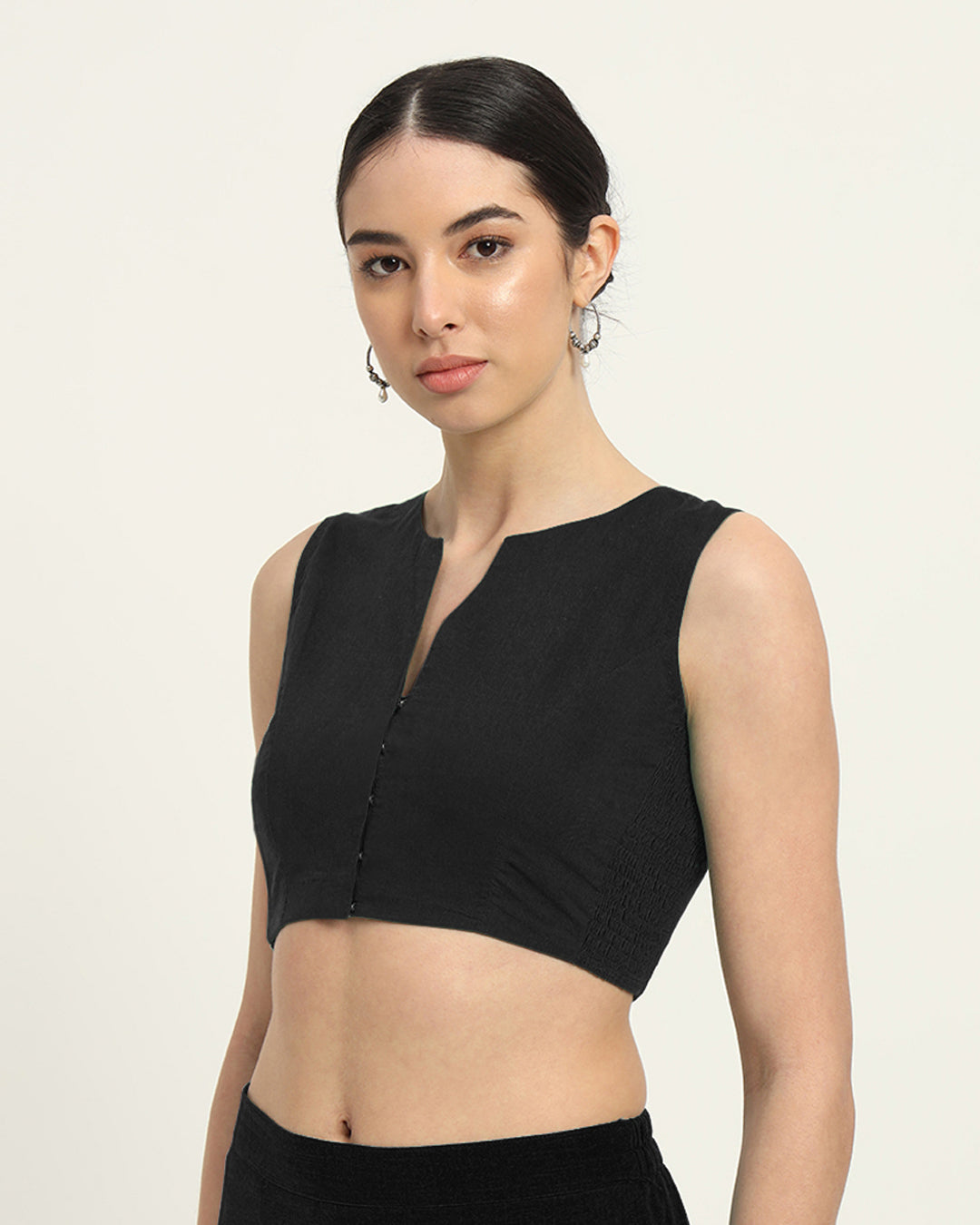 Black Rayon Modern Twist Blouse