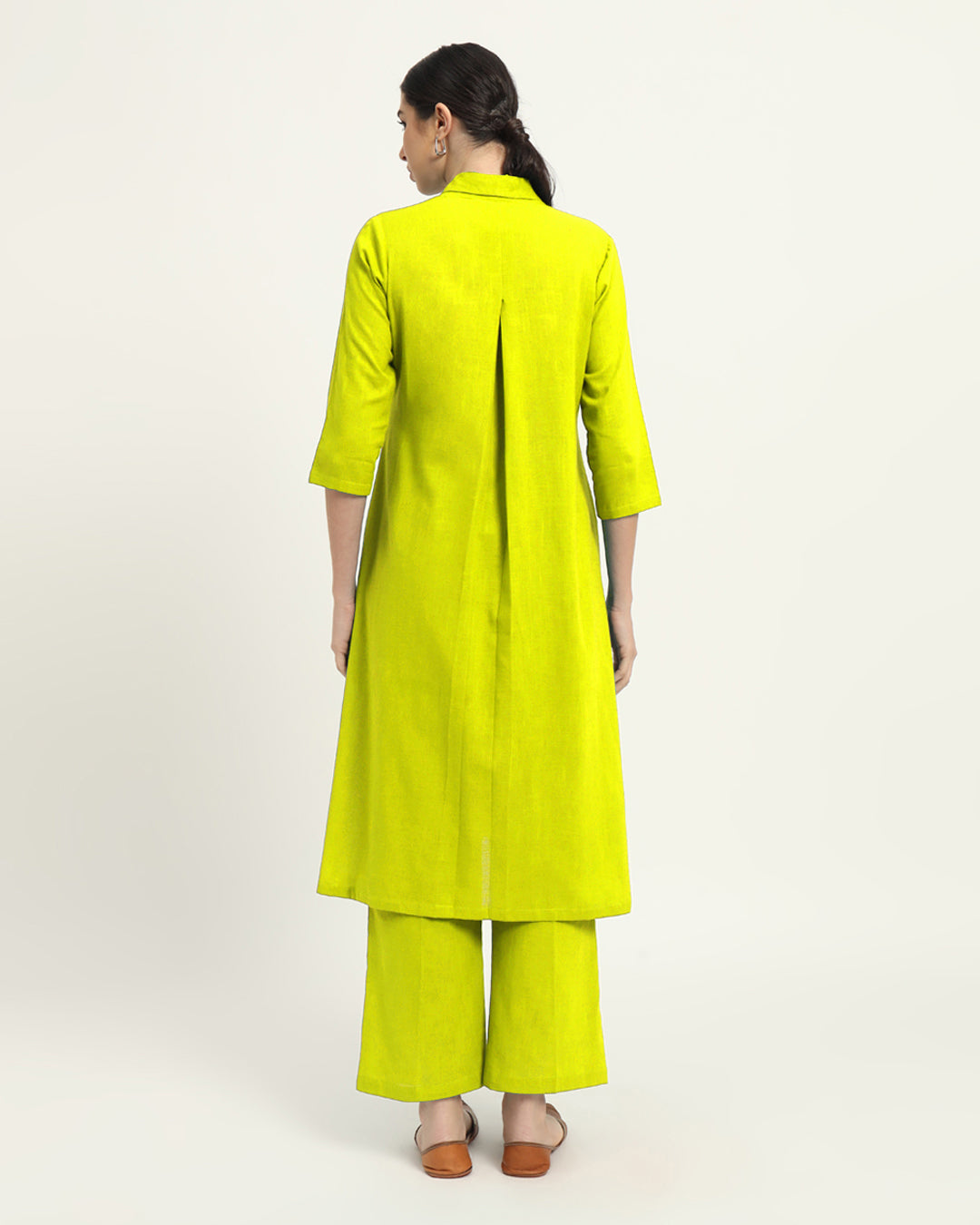 Lime Boho Harmony Flared Solid Co-ord Set