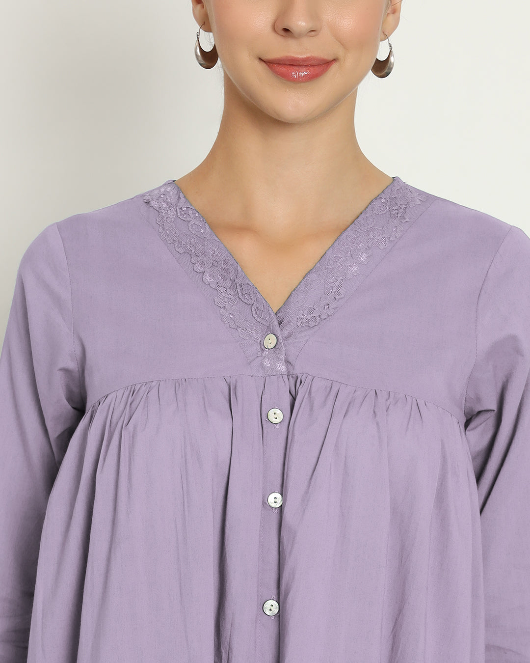 Lilac V Neck Stylish Slumber Nightdress