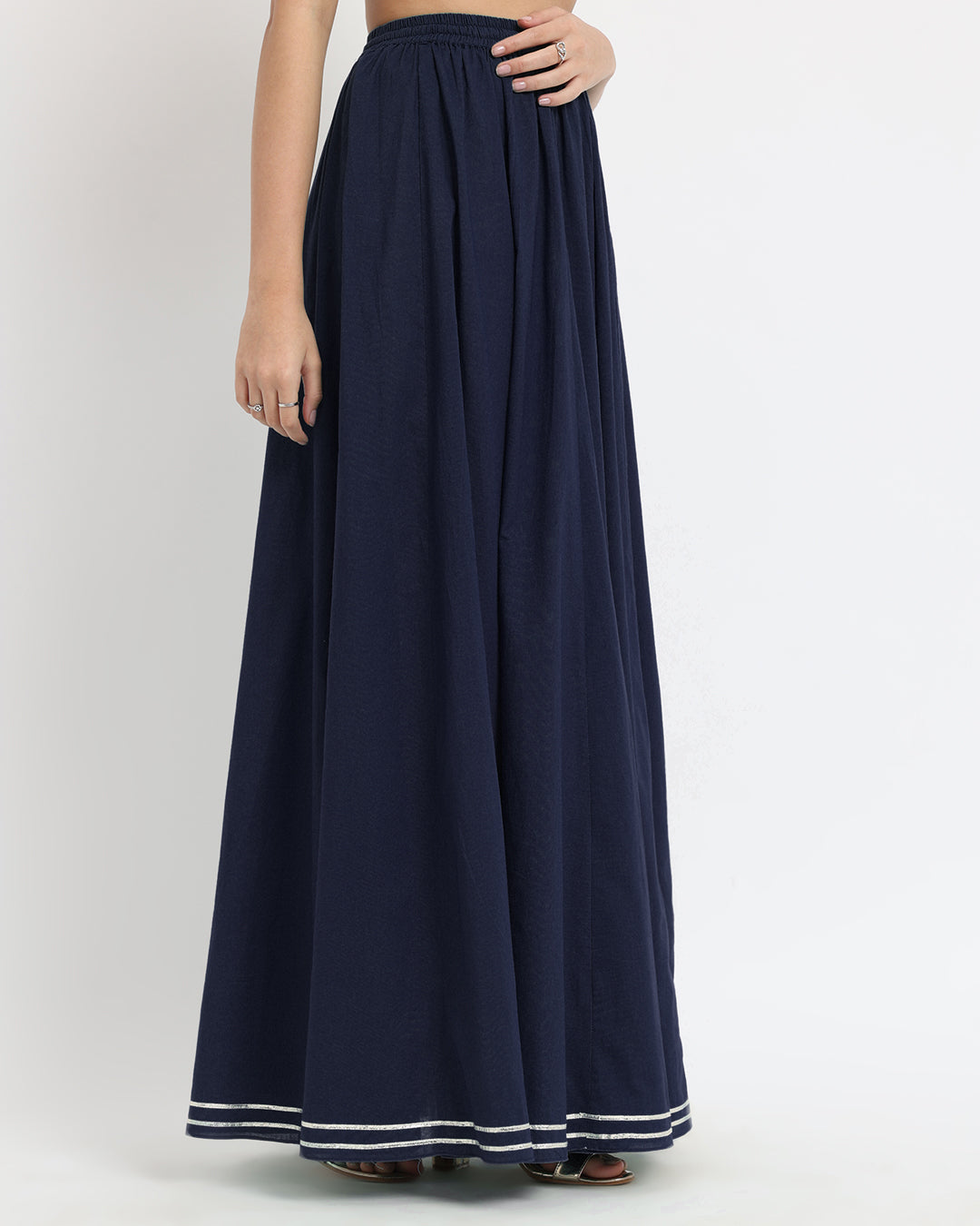 Midnight Blue Circle Cut Deep V Co-ord Set